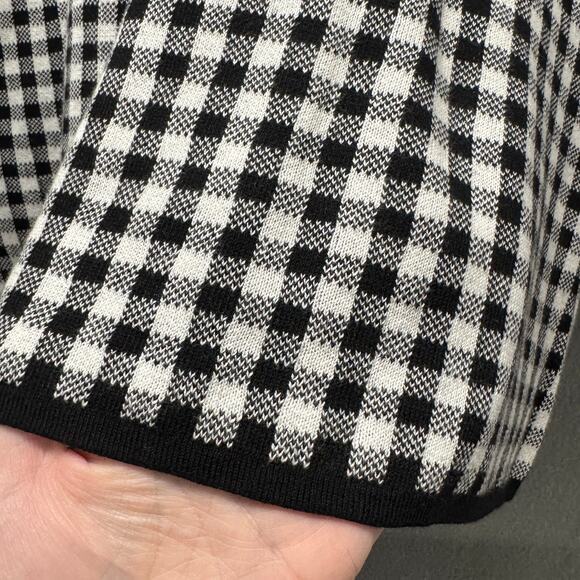 J Jill Sweater Womens Large Black White Gingham Check Reversible Pullover COMFY - Picture 7 of 9